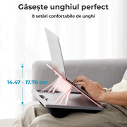 Suport laptop reglabil cu perna NextWave® – 9 unghiuri ajustabile, suport pentru laptop pana la 15