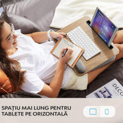 Masa Portabila NextWave® pentru Laptop cu Perna Ergonomica, Suport Telefon, Spatiu pentru Mouse, Suprafata Antiderapanta, Design Compact si Confortabil pentru Acasa, Birou sau Calatorii, Compatibila pana la 17,3”