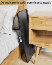 Suport laptop reglabil NextWave®️, masa pliabila pentru birou, pat sau canapea, 5 niveluri de inaltime si 4 unghiuri de inclinare, bara anti-alunecare si pad ergonomic, material MDF + aluminiu, dimensiuni 52,1×30×23,9 cm, Negru