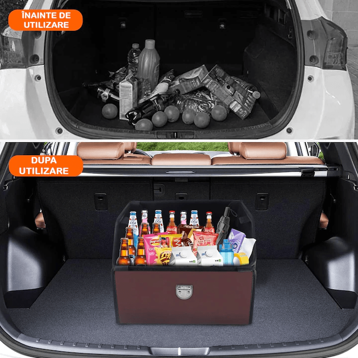 Organizator portbagaj auto Premium NextWave®️, Multifunctional, Pliabil, Rezistent, Manere Laterale, Prindere cu catarame, 1 compartiment mare, 38x31x30 cm