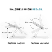 Suport Laptop Ergonomic, cu Sistem de Ventilatie prin Cooler, 3 viteze, Portabil, Stand Reglabil pe Inaltime, pentru Laptop si Tableta, compatibil cu toate Laptopurile 10-15.6'', Universal, Fabricat din Aluminiu