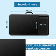 Masa laptop pentru poala NextWave®️ cu mouse pad, suport telefon, perna dubla, pentru pat, birou, canapea, masina, greutate redusa cu maner integrat, potrivit pentru laptopuri de pana la 15.6 inch, 54 x 30 x 6 cm