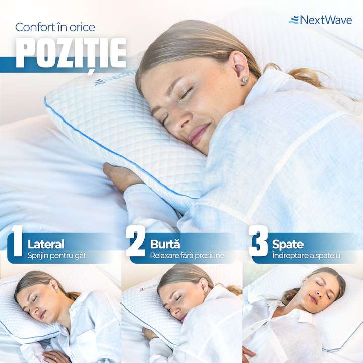 Pernă pentru dormit NextWave Spumă cu memorie cu gel ventilat Confort