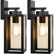 Set 2 Aplice De Perete Exterioara Vintage NextWave®️, Pentru Hol, Intrare, Curte, Gradina, Terasa, Balcon, Garaj, Impermeabile, Moderne, usor de instalat, Negru