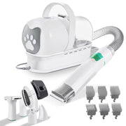 Masina De Tuns Animale, Caini, Pisici NextWave®, Aspirator 7 in 1 pentru toaletarea animalelor de companie si materiale textile, 6 marimi pentru tuns, Usor de Utilizat, Zgomot Redus, alb