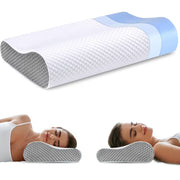 Perna ortopedica pentru dormit NextWave®, Spuma cu Memorie ergonomica pentru Gat si Suport Cervical, Ideala pentru dormitul lateral, spate sau stomac, Husa detasabila lavabila, Fermitate Medie