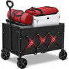 Carucior turistic pliabil NextWave®, pliere rapida si compacta, capacitate 99, 8 kg, maner ergonomic reglabil anti-cadere, roti silentioase pivotante 360°, cadru din otel carbon si material Oxford 600D, pentru gradina, plaja si camping, Negru