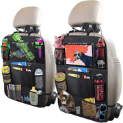 Set 2 organizatoare spatar scaun auto NextWave®️, protectie universala, buzunare multiple + buzunar mare pentru tableta, rezistente, ideale pentru parinti cu copil, culoare neagra