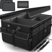 Organizator portbagaj auto pliabil NextWave®️, capacitate mare 55×40×26 cm, compartimentare cu separator detasabil, 2 placi de baza, chingi de fixare, capac inclus, material poliester rezistent