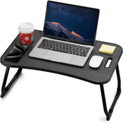Masa Portabila NextWave® pentru Laptop 60×40 cm, Birou Lap Table pliabil, Suport Pahar & Slot Tableta, maner de transport, picioare antiderapante – ideal pentru pat, canapea, birou, Negru