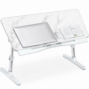 Masa Laptop Pliabila NextWave®, Suport Reglabil pentru Pat si Canapea, Inaltime si Inclinare Ajustabila, Picioare Pliabile, Opritor Antialunecare, pentru Laptop, Lucru, Citit, Scris, Blat Alb cu Model Marmura