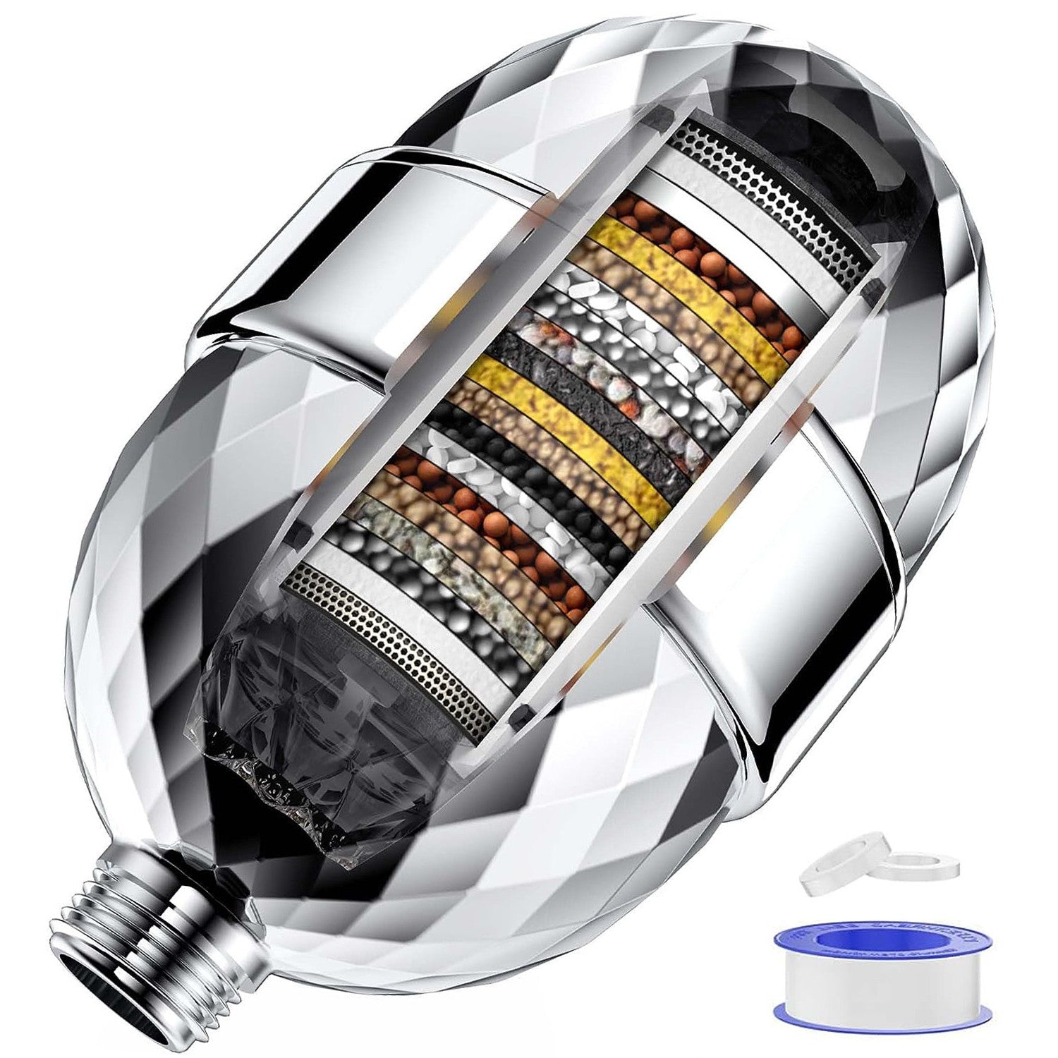 Filtru de apa premium NextWave® pentru para de dus cu 20 stagii de filtrare, usor de instalat, infuzie de minerale si Vitamina C, elimina Clorul, metalele grele, impuritatile si mirosurile neplacute, purificator apa de baie, 6000 litri