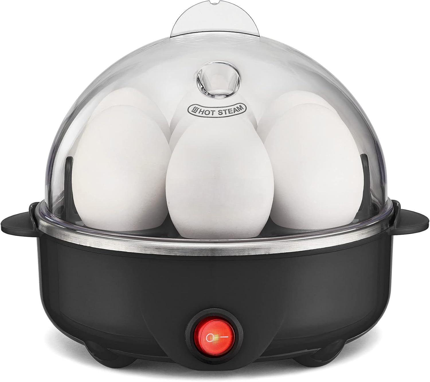 Aparat electric NextWave® pentru fiert oua – 360W, capacitate 7 oua, fierbere moale/medie/tare, functie posare si omleta, tava inclusa, oprire automata, carcasa cu inox, Negru