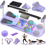 Placa Pilates multifunctionala NextWave®️, set reformer 6 in 1 pliabil pentru abdomen si sculptarea corpului, cu temporizator, contor inteligent, benzi de rezistenta si manere flotari, din polipropilena, maxim 150 kg, pentru acasa, Violet
