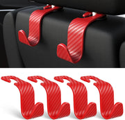 Set 4 Carlige Auto pentru Tetiera NextWave®, Organizator Universal Scaun Masina, Suport pentru Genti, Plase, Posete, Haine si Rucsac, Rotire 360°, Montaj Rapid fara Unelte, Compatibil Auto/SUV, Model Carouri