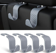 Set 4 Carlige Auto pentru Tetiera NextWave®, Organizator Universal Scaun Masina, Suport pentru Genti, Plase, Posete, Haine si Rucsac, Rotire 360°, Montaj Rapid fara Unelte, Compatibil Auto/SUV, Model Carouri
