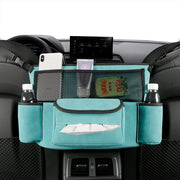 Organizator intre scaune auto NextWave®️, suport pretios cu 5 compartimente, material suede & piele ecologica, capacitate mare, dimensiuni 36×25×22 cm, Maro