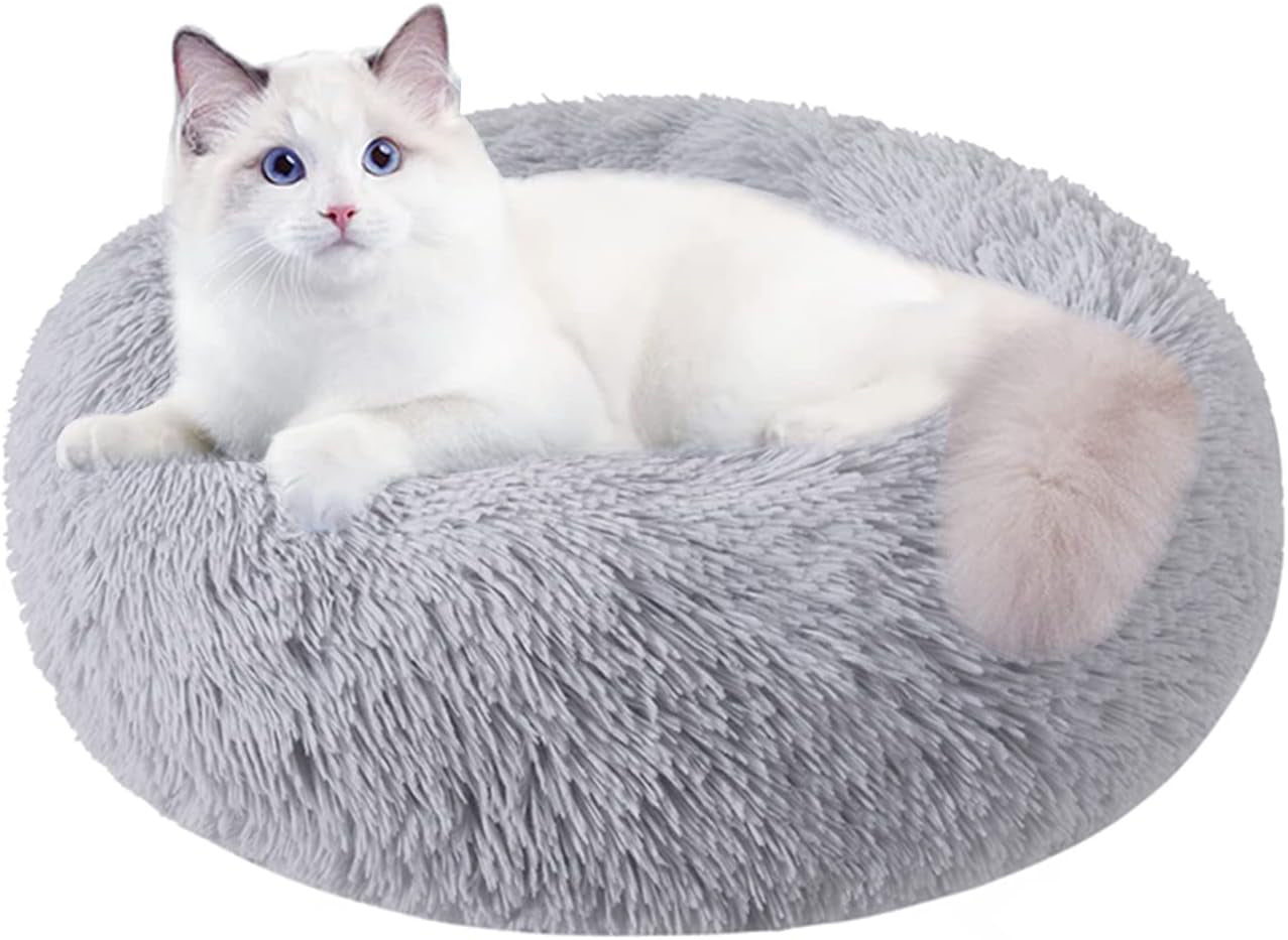 Pat Pentru Caini Sau Pisici NextWave®, pentru animale de companie, Rotund, Antiderapant, Confortabil Si Usor De Curatat, Universal, Diametru 50 Cm, Gri