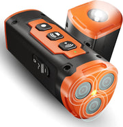 Dispozitiv antilatrat pentru caini, aparat cu ultrasunete si lanterna, 3 emitatoare sonice cu raza ultra-lung, descurajeaza latratul, potrivit pentru toate taliile, reincarcabil, alternativa la zgarda anti-latrat cu socuri, portocaliu