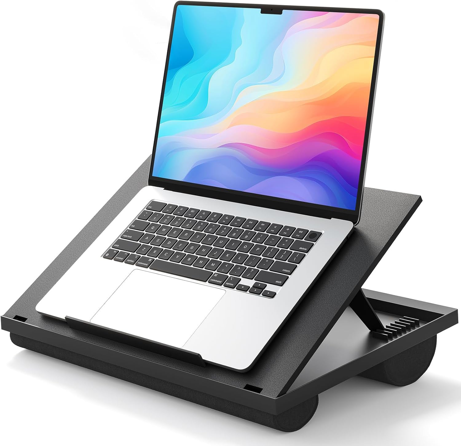 Suport laptop reglabil cu perna NextWave® – 9 unghiuri ajustabile, suport pentru laptop pana la 15 "6", mouse pad integrat, slot pentru telefon si pix, perna moale pentru confort sporit, ideala pentru birou, pat sau canapea, Roz