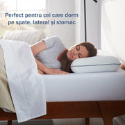 Perna ortopedica pentru dormit NextWave, Spuma cu Memorie cu gel ventilata, Husa detasabila cu 2 zone termice, ergonomica pentru Gat si Suport Cervical, Ideala pentru dormitul lateral, spate sau stomac, 60x40x9 cm