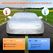 Prelata Auto Premium NextWave®️, Impermeabila, Protectie UV, Praf, Zapada, Inghet, Universala pentru Sedan, Buzunare Oglinzi, Fermoar Usa Sofer, Material Premium, Husa Saculet Depozitare