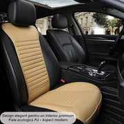 Husa scaun auto universala NextWave®️, ofera protectie scaun fata, universala, masina personala, taxi, ride sharing, antialunecare, material respirabil, pentru toate sezoanele, Piele PU bej