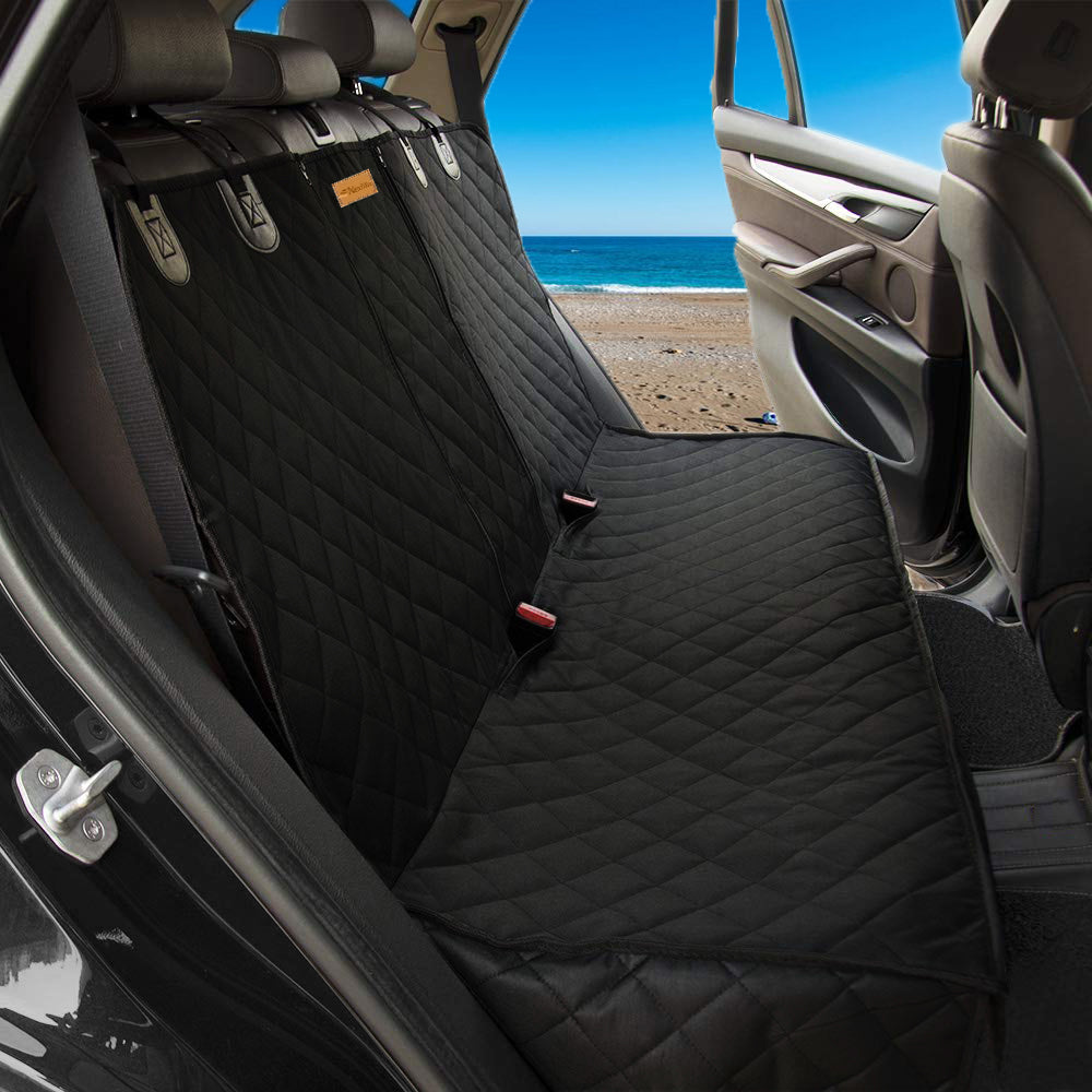 Husa scaune auto pentru transport animale NextWave®️, universala, caini si pisici, taxi, ride sharing, ofera protectie bancheta spate, impermeabila, antialunecare, 123 cm, negru