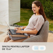 Masa Portabila NextWave® pentru Laptop cu Perna Ergonomica, Suport Telefon, Spatiu pentru Mouse, Suprafata Antiderapanta, Design Compact si Confortabil pentru Acasa, Birou sau Calatorii, Compatibila pana la 17,3”