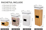 Set 24 cutii depozitare alimente NextWave® – plastic alimentar transparent fara BPA, inchidere ermetica, reutilizabile si stivuibile, ideale pentru organizarea bucatariei si depozitarea cerealelor, fainii, zaharului, orezului si altor alimente uscate