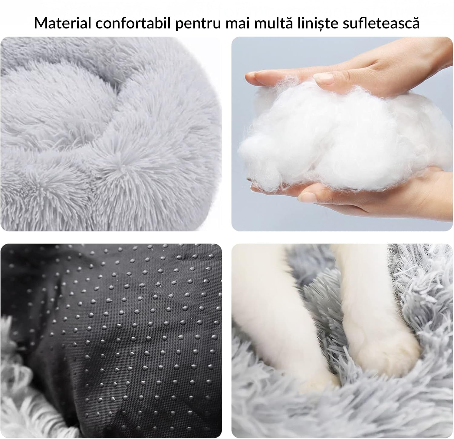 Pat Pentru Caini Sau Pisici NextWave®, pentru animale de companie, Rotund, Antiderapant, Confortabil Si Usor De Curatat, Universal, Diametru 50 Cm, Gri