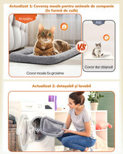 Geanta pentru transport animale mici, NextWave®, panza, 45x35x33 cm, Baza rezistenta cu covoras, Usor de transportat, Plasa respirabila, Gri inchis