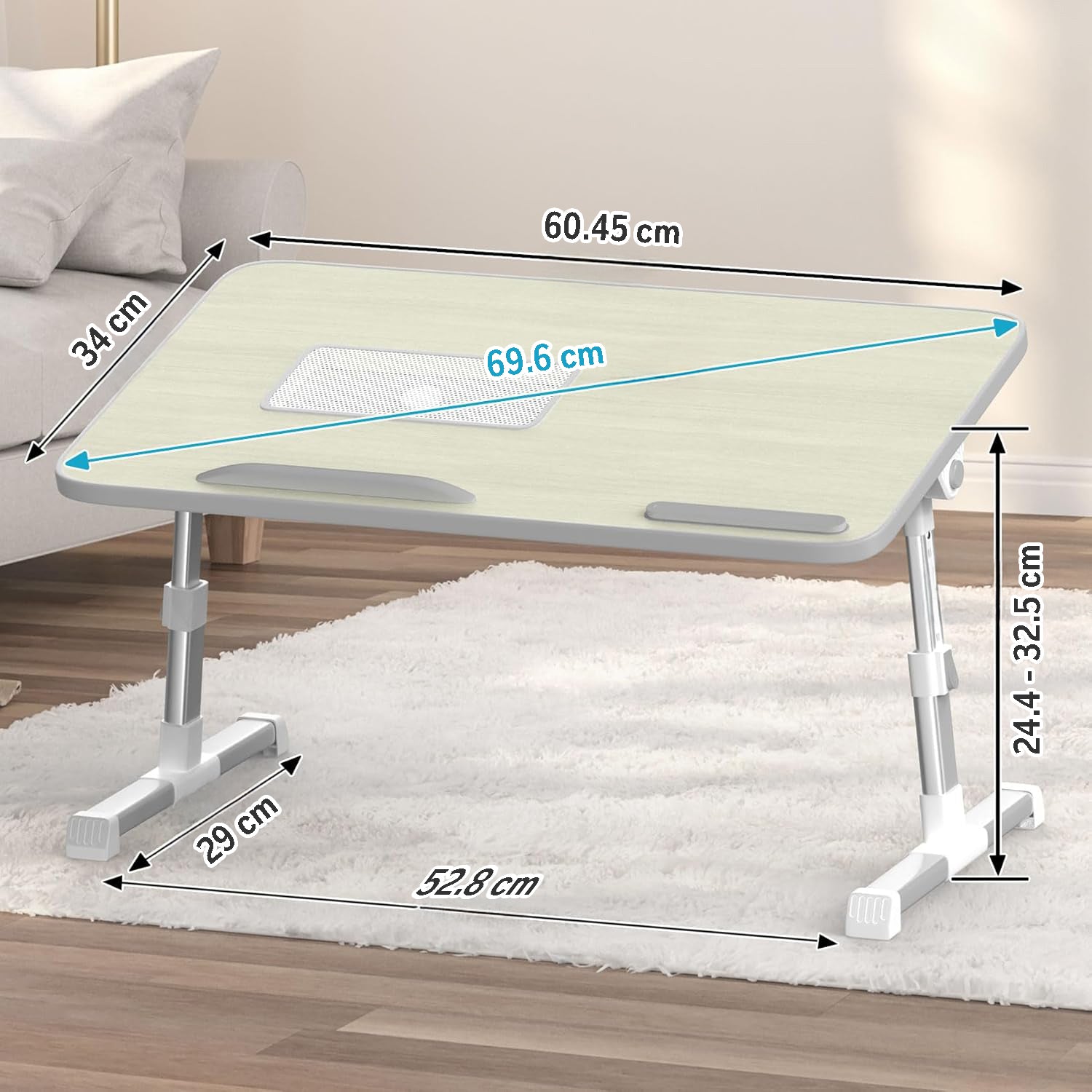 Masa laptop pliabila si reglabila NextWave® – stand multifunctional portabil pentru pat, canapea si birou, 60x40 cm, cu suport pentru tableta si telefon, utilizare ca masa mic dejun, birou de studiu sau suport de scris, design ergonomic si usor de depozit