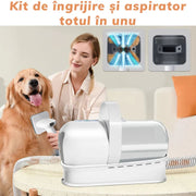 Masina De Tuns Animale, Caini, Pisici NextWave®, Aspirator 7 in 1 pentru toaletarea animalelor de companie si materiale textile, 6 marimi pentru tuns, Usor de Utilizat, Zgomot Redus, alb