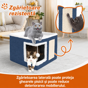 Casa Pisici NextWave®, Casuta Moale pentru Interior, Pat Tip Pestera cu Perna Detasabila, Material Bumbac, Design Confortabil si Cald, Intrare Larga, pentru Pisici, Pui de Caine si Animale Mici, Odihna si Somn, 41 x 41 x 31 cm, Albastru