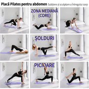 Placa Pilates multifunctionala NextWave®️, set reformer 6 in 1 pliabil pentru abdomen si sculptarea corpului, cu temporizator, contor inteligent, benzi de rezistenta si manere flotari, din polipropilena, maxim 150 kg, pentru acasa, Violet