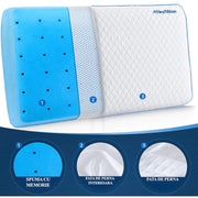 Perna ortopedica pentru dormit NextWave®️, Spuma cu Memorie cu gel ventilata, Husa detasabila cu 2 zone termice, ergonomica pentru Gat si Suport Cervical, Ideala pentru dormitul lateral, spate sau stomac, beneficii medicale