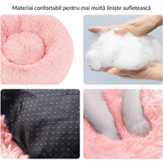 Pat Pentru Caini Sau Pisici NextWave®, pentru animale de companie, Rotund, Antiderapant, Confortabil Si Usor De Curatat, Universal, Diametru 40 Cm, Roz