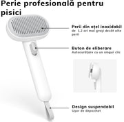 Perie pentru curatarea parului NextWave® de pisici, caini sau alte animale de companie, reutilizabila, Alb cu gri