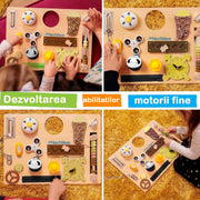 Placa senzoriala NextWave®, tabla de activitati Montessori din lemn cu 14 activitati educationale pentru invatarea abilitatilor motorii fine, jucarie de calatorie pentru copii pentru fete si baieti