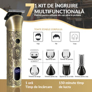 Masina de tuns si Aparat de ras BeGenius 7 in 1, Lame Inox, Fara Fir, Auriu
