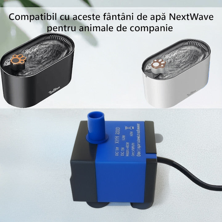 Pompa de apa pentru dispenser apa automat NextWave®, tip fantana pentru caini si pisici, compartibila cu fantana de plastic D1, silentioasa, cablu USB