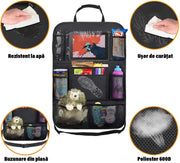 Set 2 organizatoare spatar scaun auto NextWave®️, protectie universala, buzunare multiple + buzunar mare pentru tableta, rezistente, ideale pentru parinti cu copil, culoare neagra