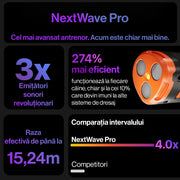 Dispozitiv antilatrat pentru caini, aparat cu ultrasunete si lanterna, 3 emitatoare sonice cu raza ultra-lung, descurajeaza latratul, potrivit pentru toate taliile, reincarcabil, alternativa la zgarda anti-latrat cu socuri, portocaliu