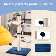 Ansamblu de joaca pentru pisici, NextWave, stalp pentru ascutit gheare, 2 bile suspendate, albastru, 85cm