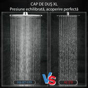 Set Cap De Dus Tip Ploaie NextWave®️, multiple moduri de curgere a apei, Para dus mobila, Duza de silicon, Presiune inalta, Anti-calcar, Cu suport culisant, furtun Flexibil, Otel inoxidabil, usor de instalat, Argintiu