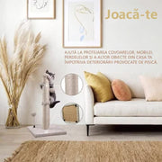 Ansamblu de joaca pentru pisici, NextWave, stalp pentru zgariat din sisal natural, bila suspendata, gri, 54cm