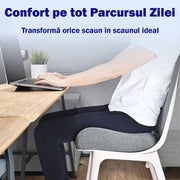 Perna ortopedica sezut NextWave®️, din spuma cu memorie, Coccis, pentru scaun de birou sau masina, husa detasabile, respirabila si antialunecare, protectie zona Lombara, Sciatica, Dureri de sold, Hemoroizi, Gri