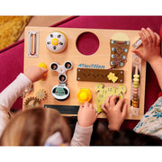 Placa senzoriala NextWave®, tabla de activitati Montessori din lemn cu 14 activitati educationale pentru invatarea abilitatilor motorii fine, jucarie de calatorie pentru copii pentru fete si baieti