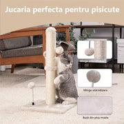 Ansamblu de joaca pentru pisici, NextWave, stalp pentru zgariat din sisal natural, bila suspendata, gri, 54cm
